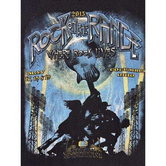 Vintage Y2K Rock On The Range Where Rock Lives Concert Promo Rare Black T Large - Picture 4 of 10